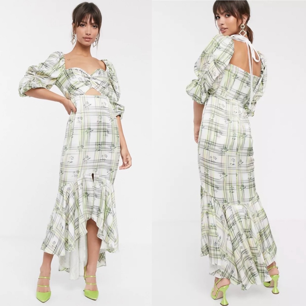 ASOS green plaid cottage dress